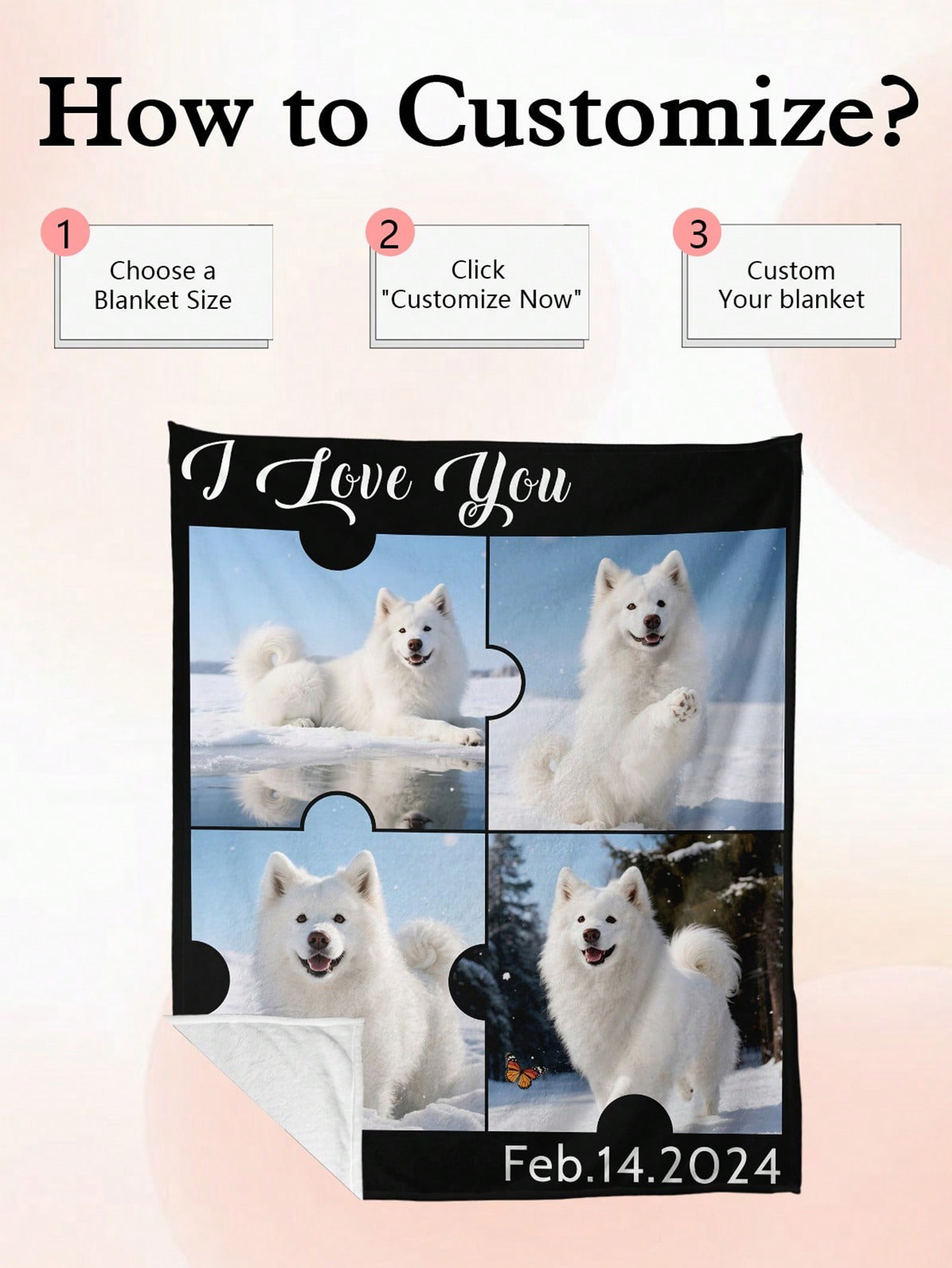 Custom Photo Flannel Blanket with Personalized Text Soft, Comfortable, and Warm Blanket The Perfect Valentine's Day Gift for Loved Ones